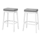 Set Of Two 30" Gray And White Faux Leather And Solid Wood Backless Bar Height Bar Chairs With Footrest By Homeroots