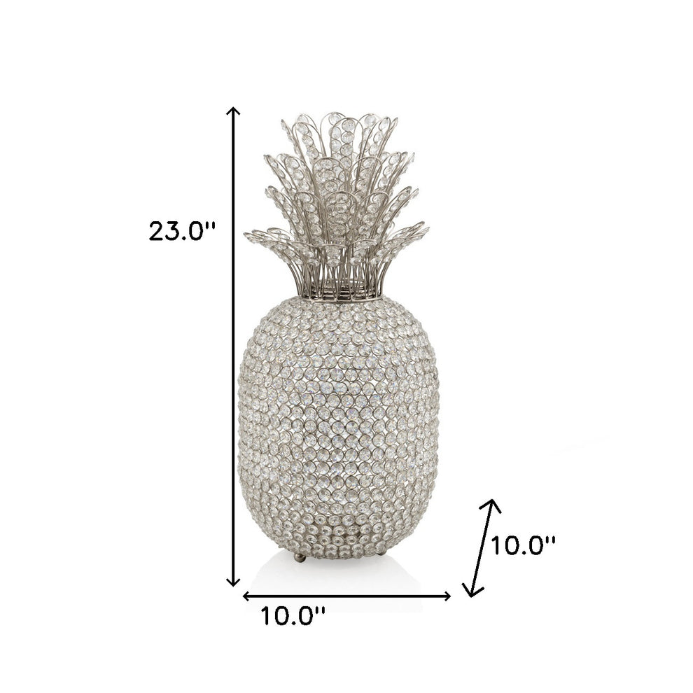 23" Glam Bling Faux Crystal and Silver Pineapple By Homeroots | Sculptures | Modishstore - 3