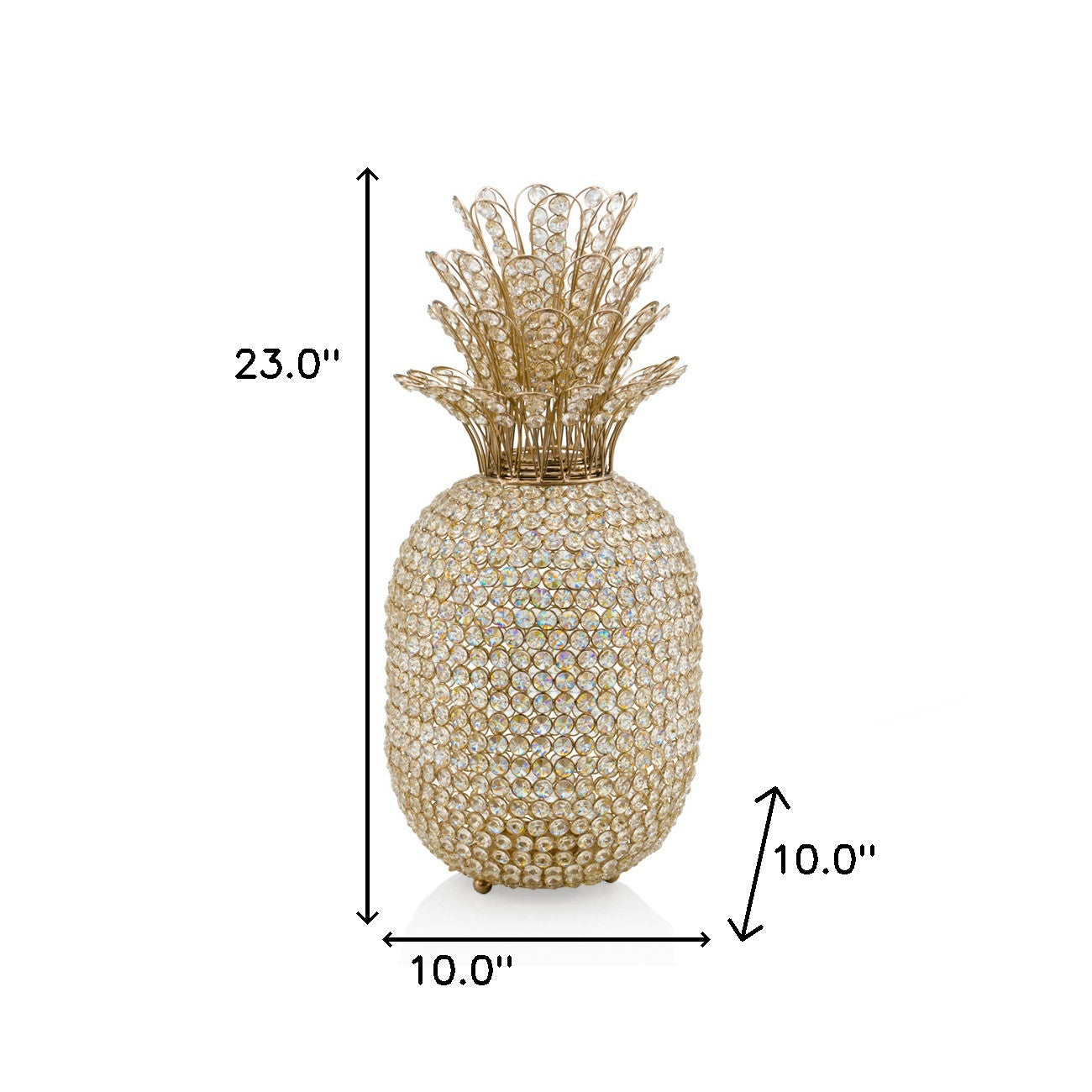 23" Glam Bling Faux Crystal and Gold Pineapple By Homeroots | Sculptures | Modishstore - 3