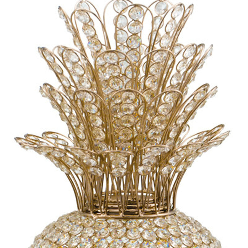23" Glam Bling Faux Crystal and Gold Pineapple By Homeroots | Sculptures | Modishstore - 5