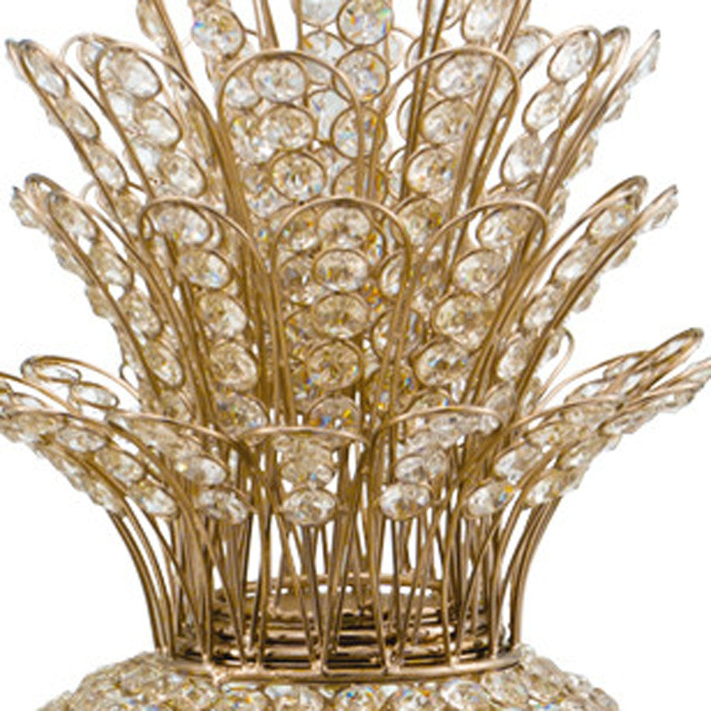 23" Glam Bling Faux Crystal and Gold Pineapple By Homeroots | Sculptures | Modishstore - 6