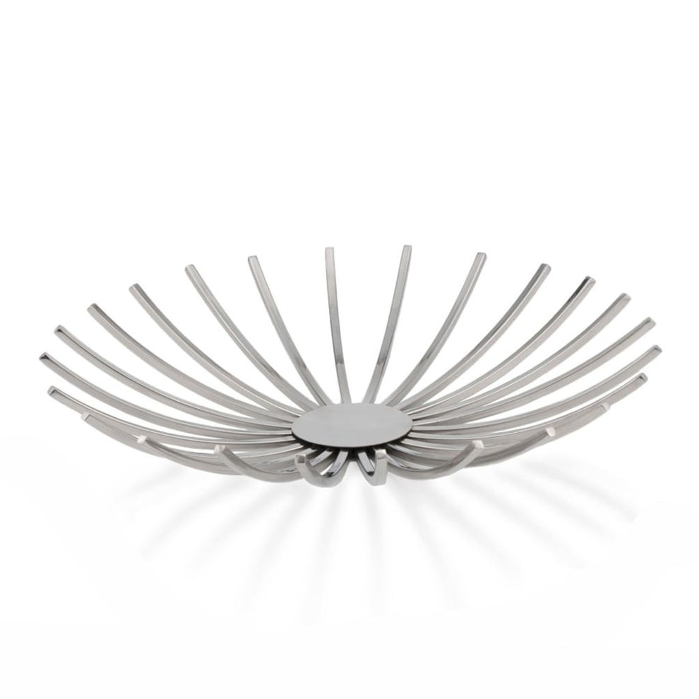 Shiny Silver Open Spike Centerpiece Bowl By Homeroots | Trays | Modishstore - 4