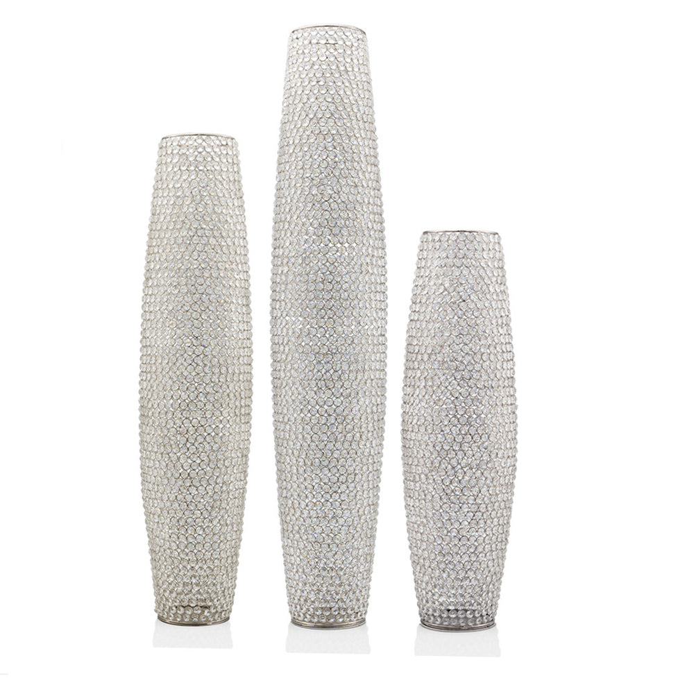 40" Bling Faux Crystal Beads Barrel Floor Vase By Homeroots | Vases | Modishstore - 2