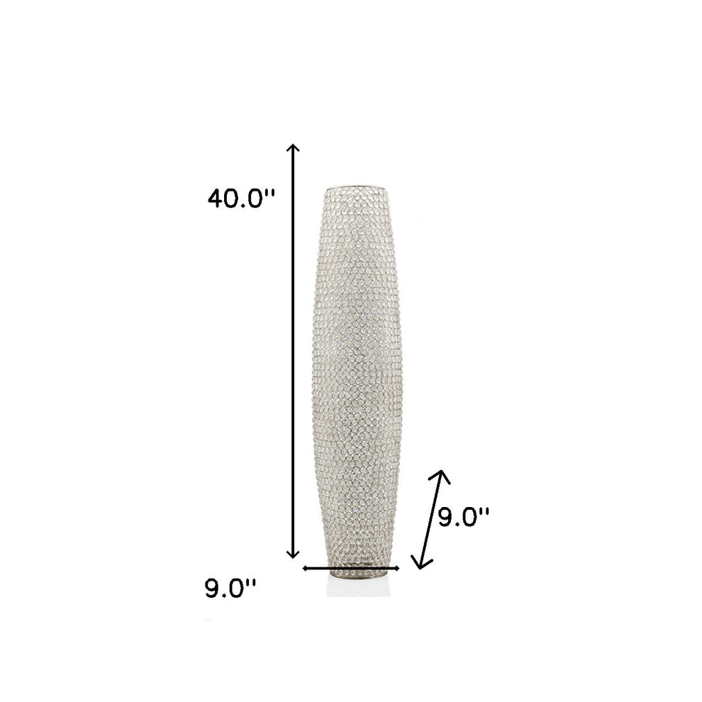 40" Bling Faux Crystal Beads Barrel Floor Vase By Homeroots | Vases | Modishstore - 3