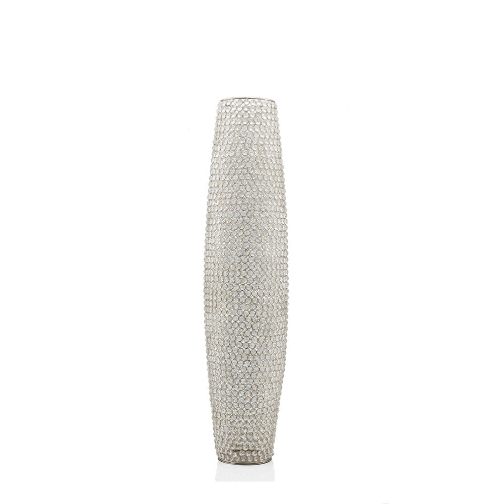 40" Bling Faux Crystal Beads Barrel Floor Vase By Homeroots | Vases | Modishstore - 4