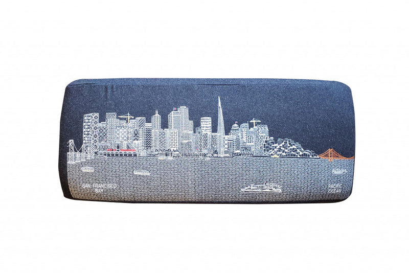 38" San Francisco Daylight Skyline Embroidered Ottoman By Homeroots | Ottomans | Modishstore - 5