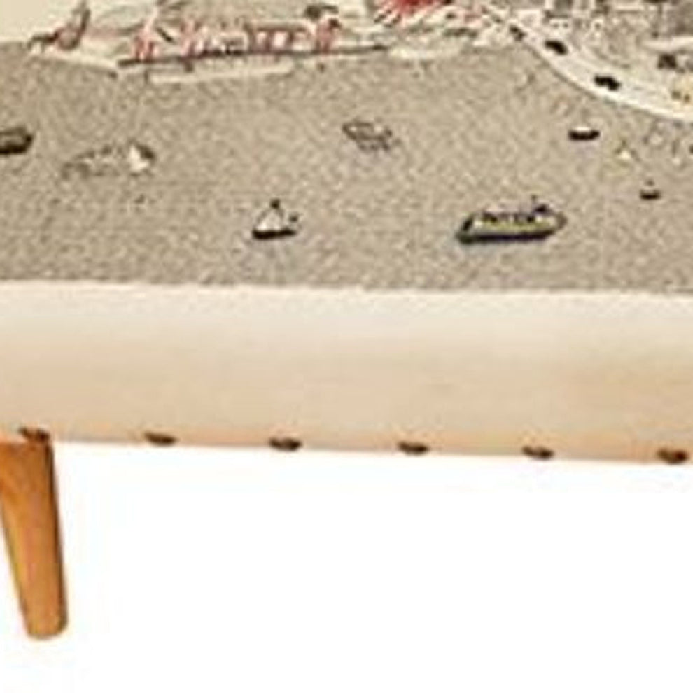 38" White Chicago Daylight Skyline Embroidered Ottoman By Homeroots | Ottomans | Modishstore - 3