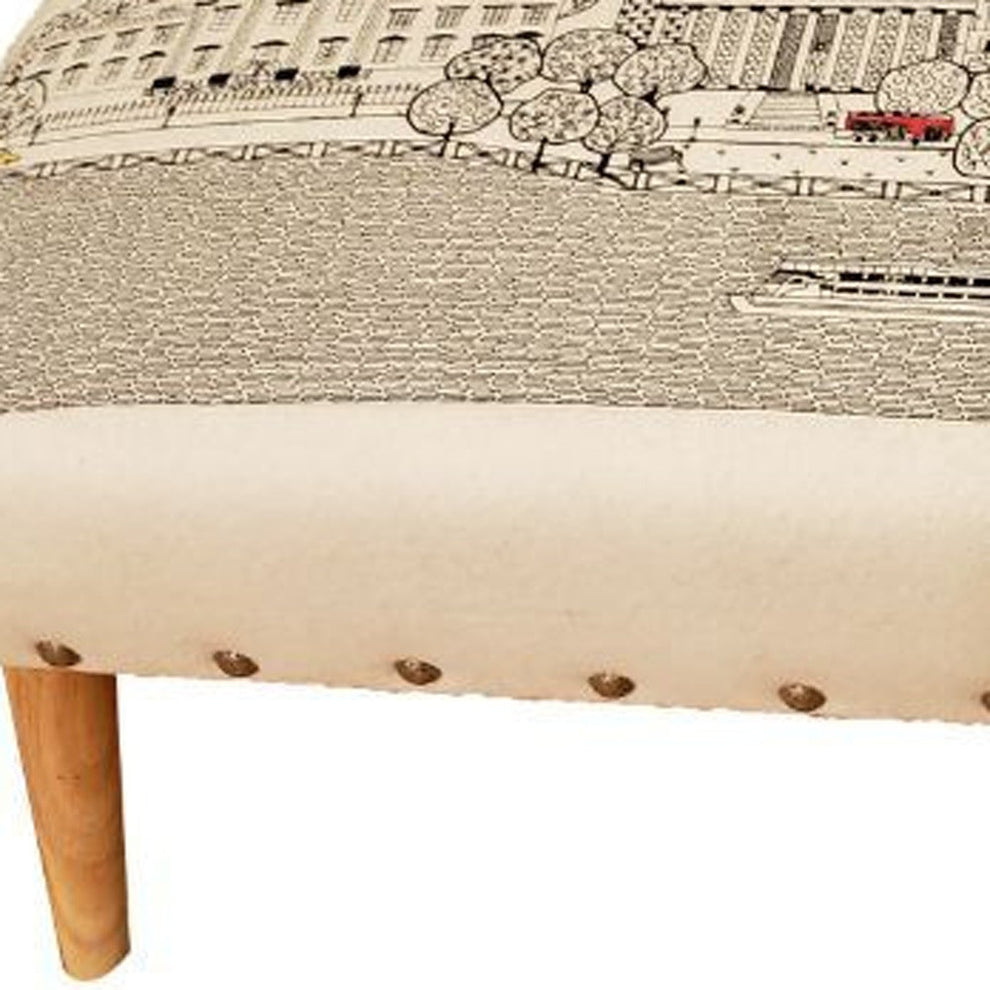 38" White Washington DC Daylight Skyline Embroidered Ottoman By Homeroots | Ottomans | Modishstore - 3