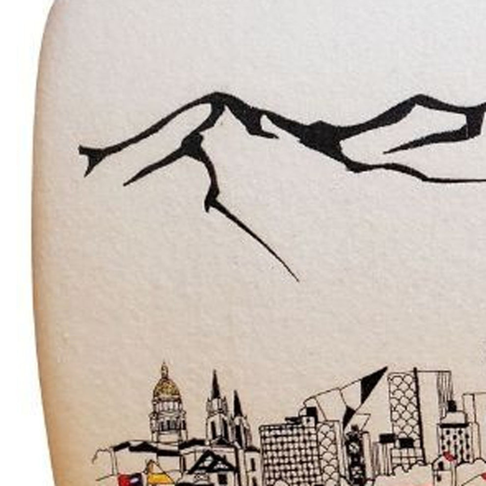 38" White Denver Daylight Skyline Embroidered Ottoman By Homeroots | Ottomans | Modishstore - 3