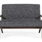 Compact 44" Grey Fabric And Walnut Veneer Loveseat By Homeroots | Loveseats | Modishstore - 4