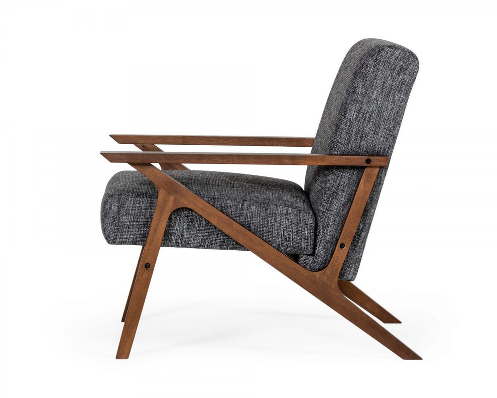 Compact 44" Grey Fabric And Walnut Veneer Loveseat By Homeroots | Loveseats | Modishstore - 5