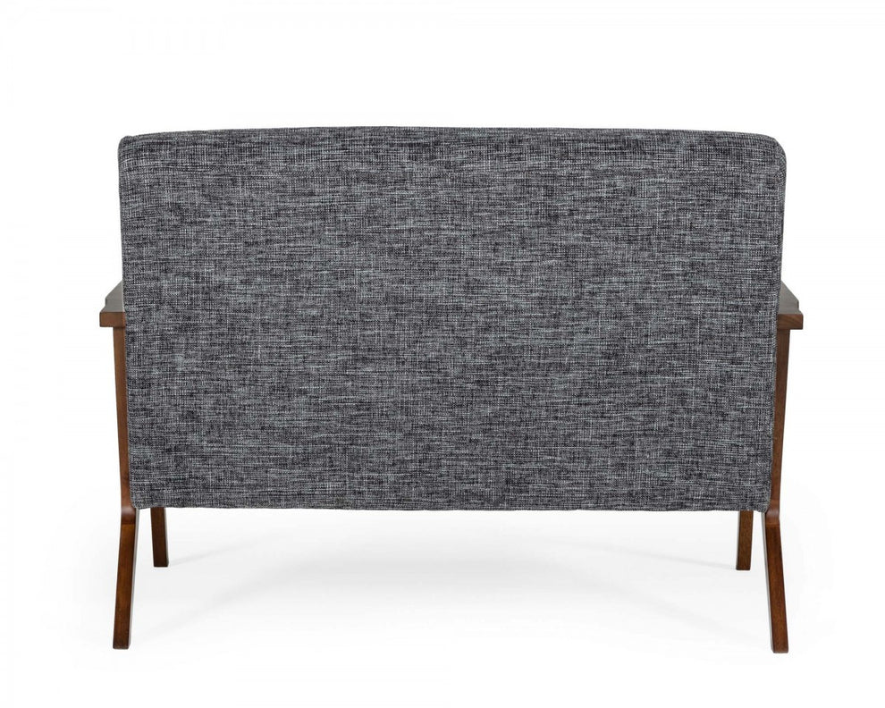 Compact 44" Grey Fabric And Walnut Veneer Loveseat By Homeroots | Loveseats | Modishstore - 6