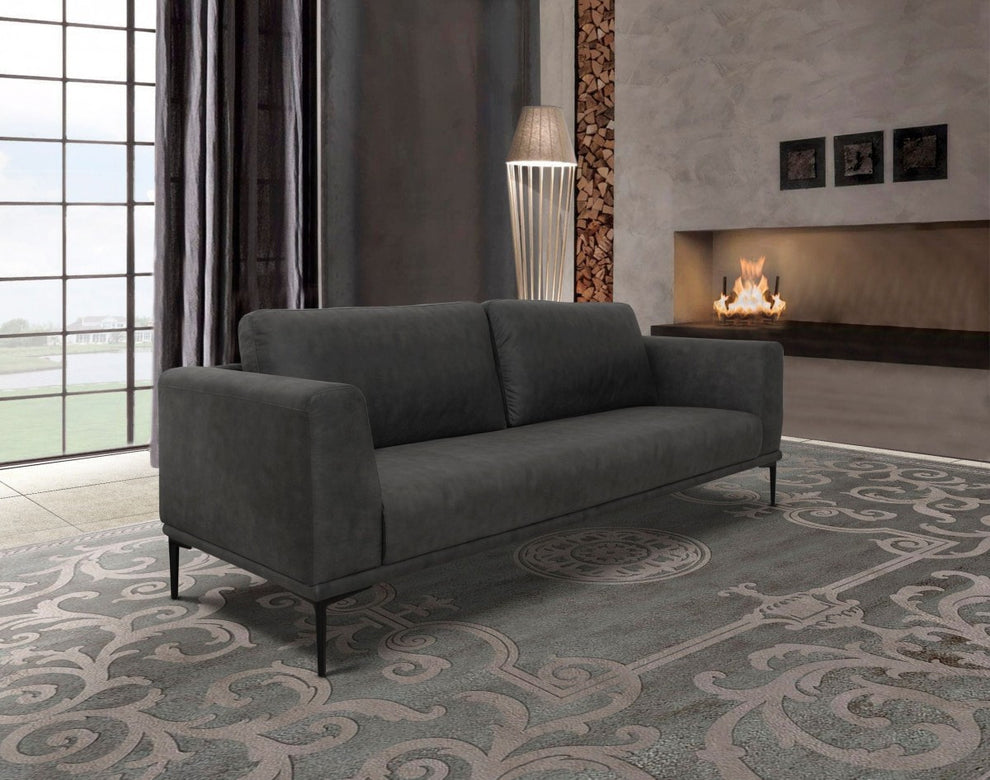Modern 78" Dark Grey Loveseat With Removable Cushions By Homeroots | Loveseats | Modishstore - 2