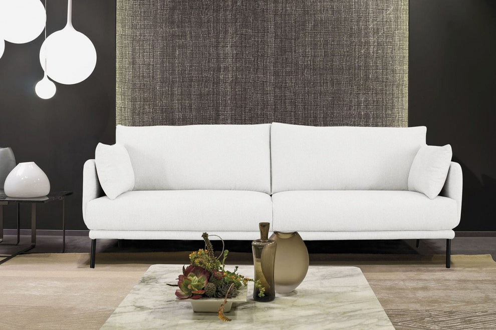 Modern 77" White and Black Fabric Loveseat By Homeroots | Loveseats | Modishstore - 3