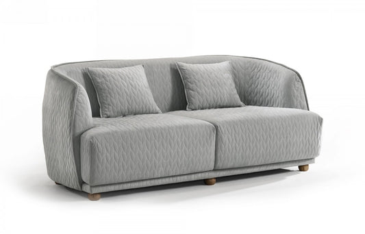 Modern 68" Light Gray Curved Back Quilted Loveseat By Homeroots | Loveseats | Modishstore