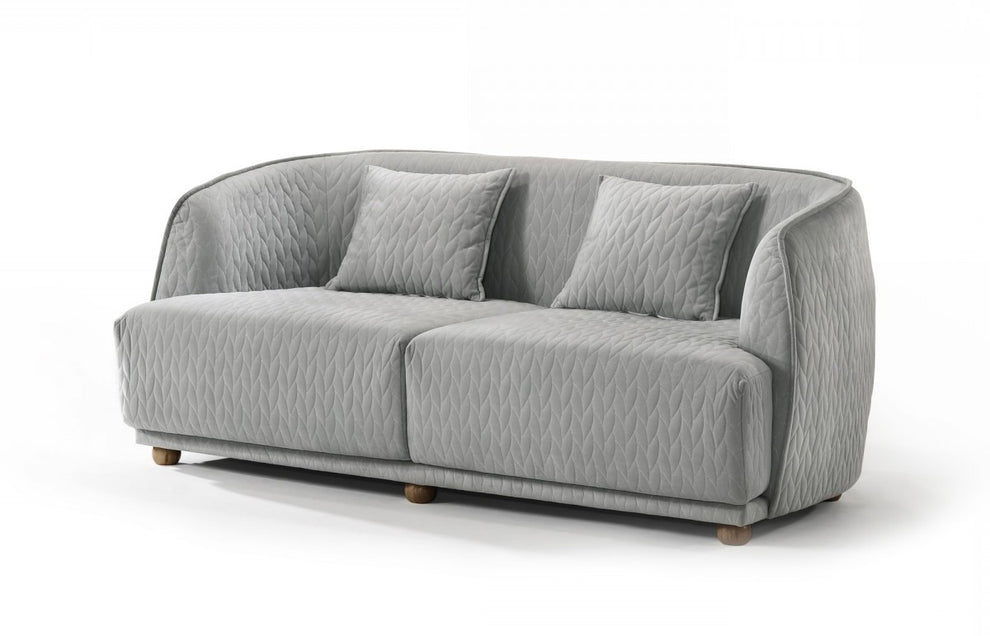 Modern 68" Light Gray Curved Back Quilted Loveseat By Homeroots | Loveseats | Modishstore - 2