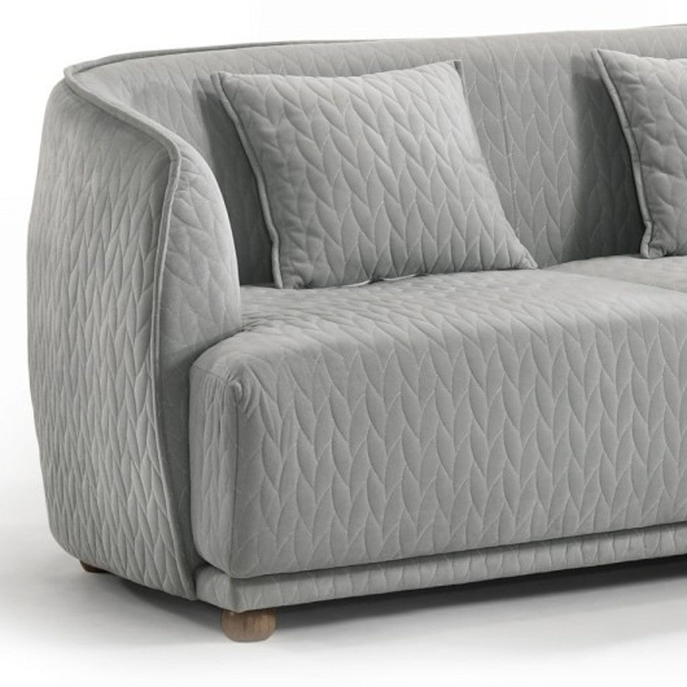 Modern 68" Light Gray Curved Back Quilted Loveseat By Homeroots | Loveseats | Modishstore - 3