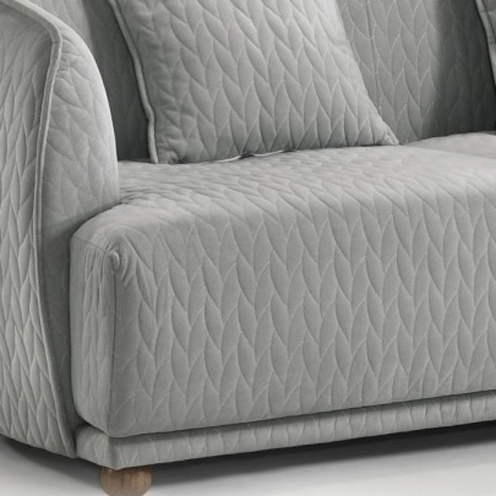 Modern 68" Light Gray Curved Back Quilted Loveseat By Homeroots | Loveseats | Modishstore - 4