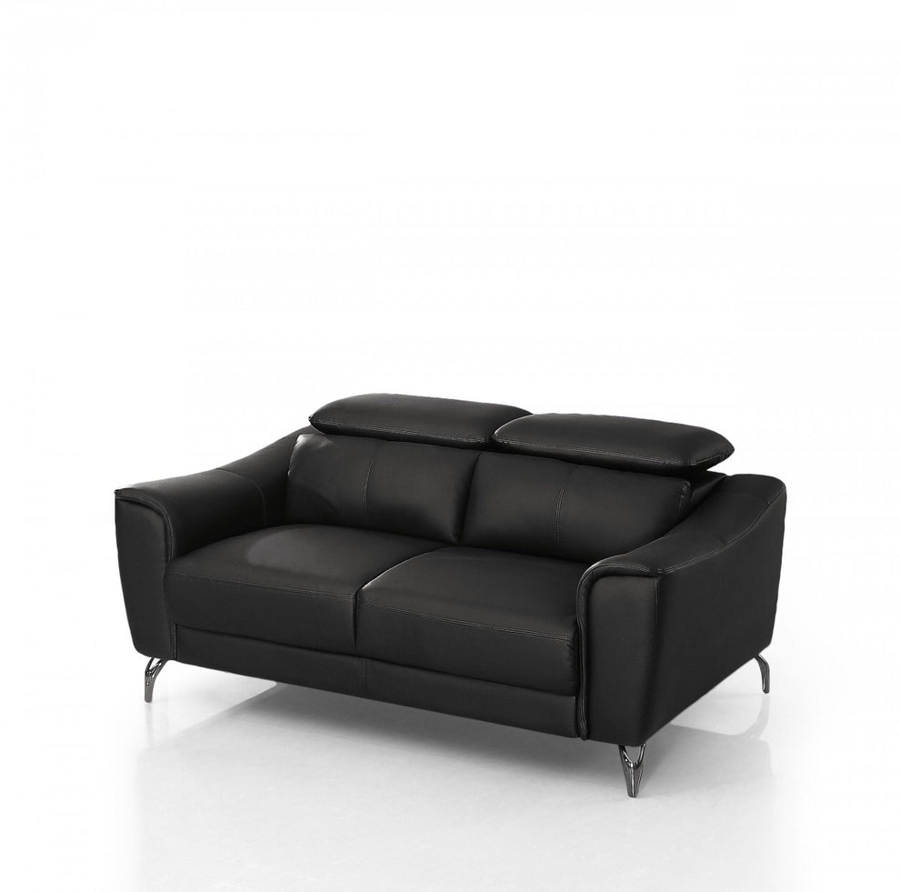 Urban 65" Brown Leather Adjustable Headrest Loveseat By Homeroots | Loveseats | Modishstore - 8