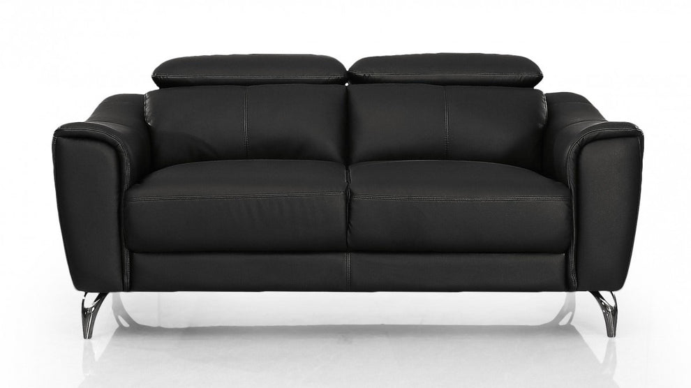 Urban 65" Brown Leather Adjustable Headrest Loveseat By Homeroots | Loveseats | Modishstore - 9