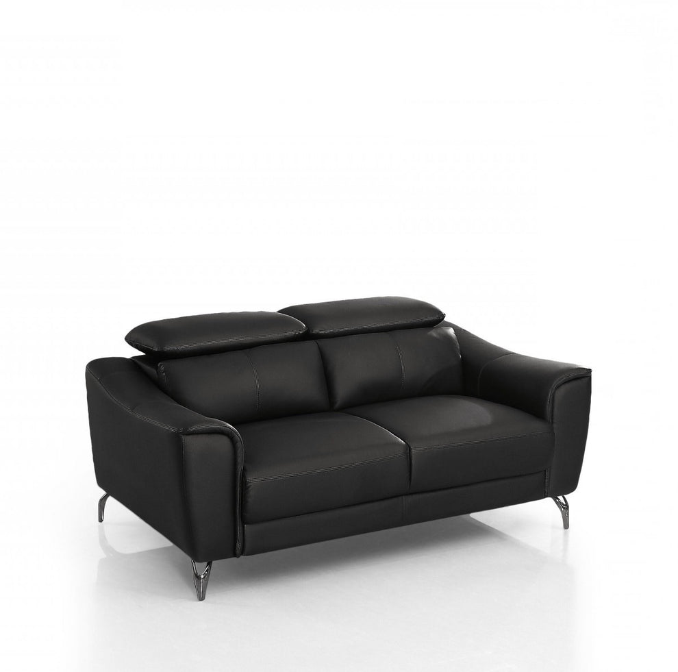 Urban 65" Brown Leather Adjustable Headrest Loveseat By Homeroots | Loveseats | Modishstore - 11
