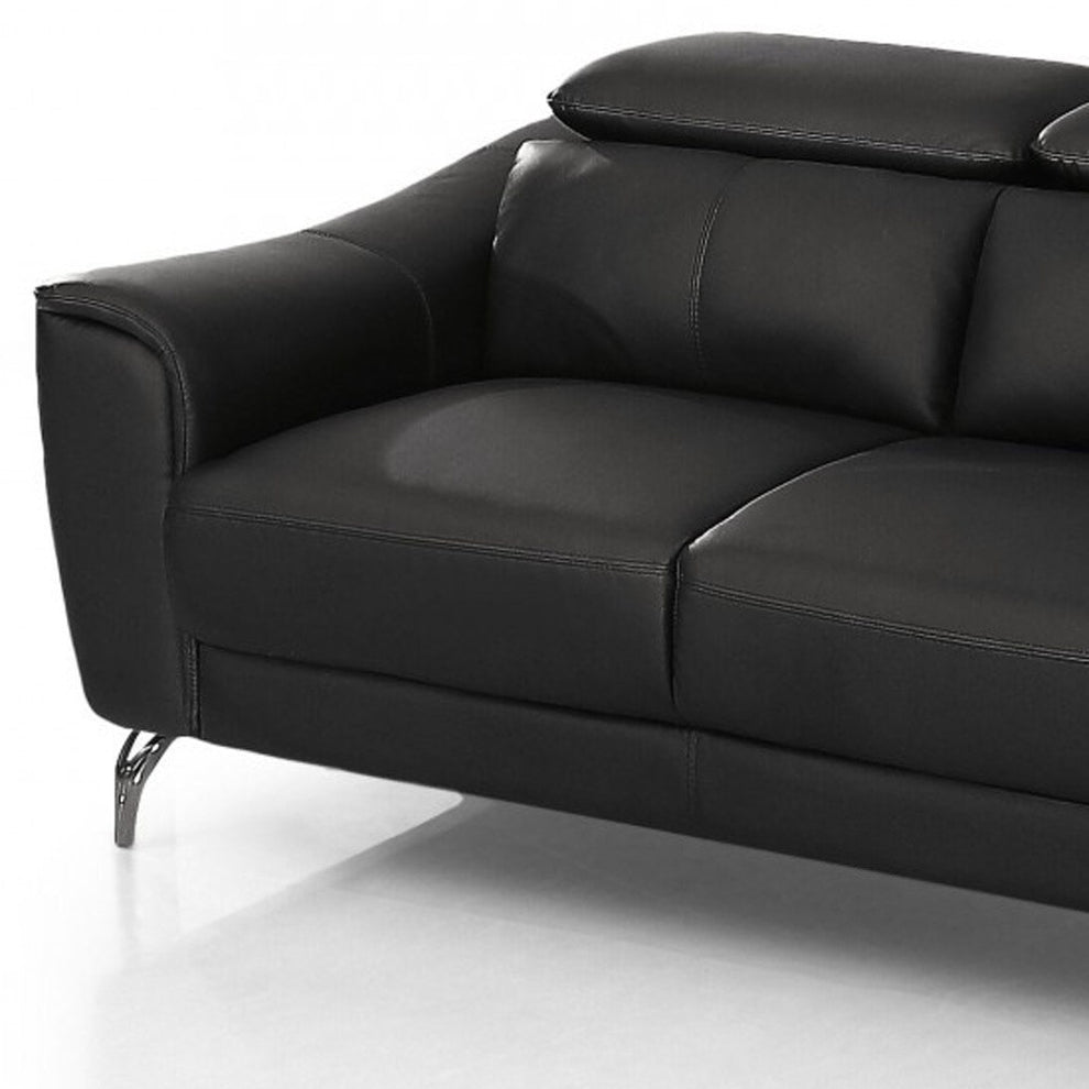 Urban 65" Brown Leather Adjustable Headrest Loveseat By Homeroots | Loveseats | Modishstore - 12
