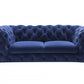 Contemporary 74" Blue Velvet And Gold Loveseat By Homeroots | Loveseats | Modishstore