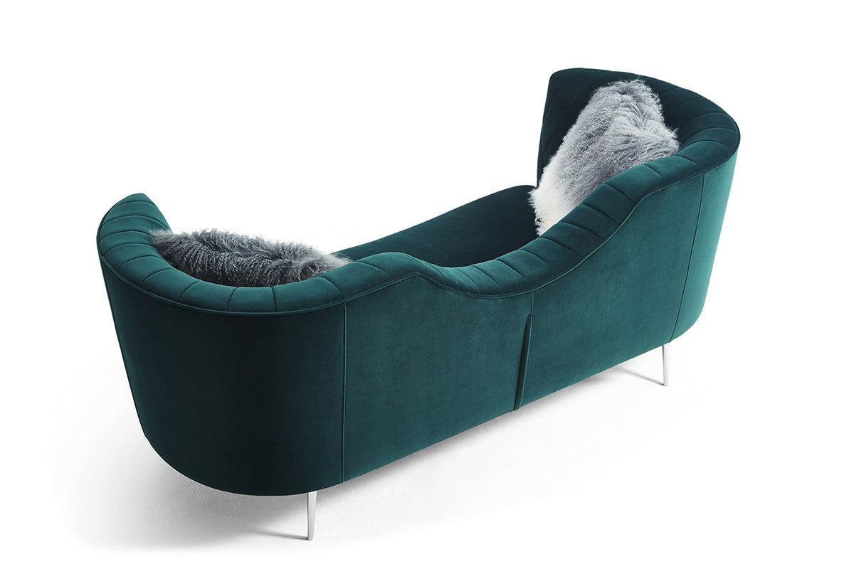 83" Green Two Person Curved Metal Legs Sofa Chaise By Homeroots | Sofas | Modishstore - 2