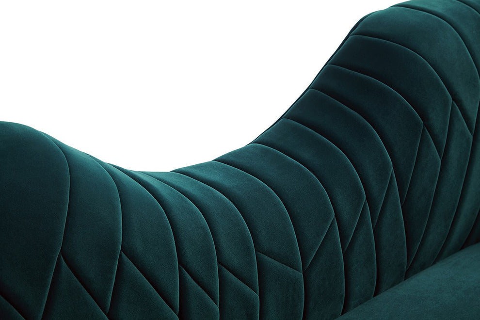 83" Green Two Person Curved Metal Legs Sofa Chaise By Homeroots | Sofas | Modishstore - 3