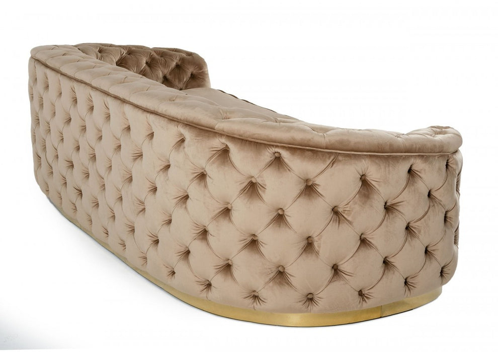 102.4" Beige And Gold Three Person Standard Metal Legs Sofa By Homeroots | Sofas | Modishstore - 3