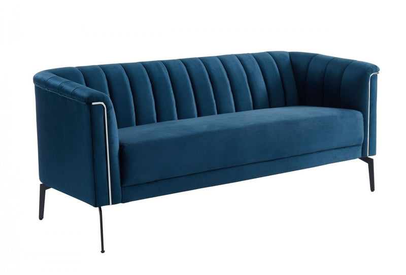 76" Blue Three Person Standard Metal Legs Sofa By Homeroots | Sofas | Modishstore