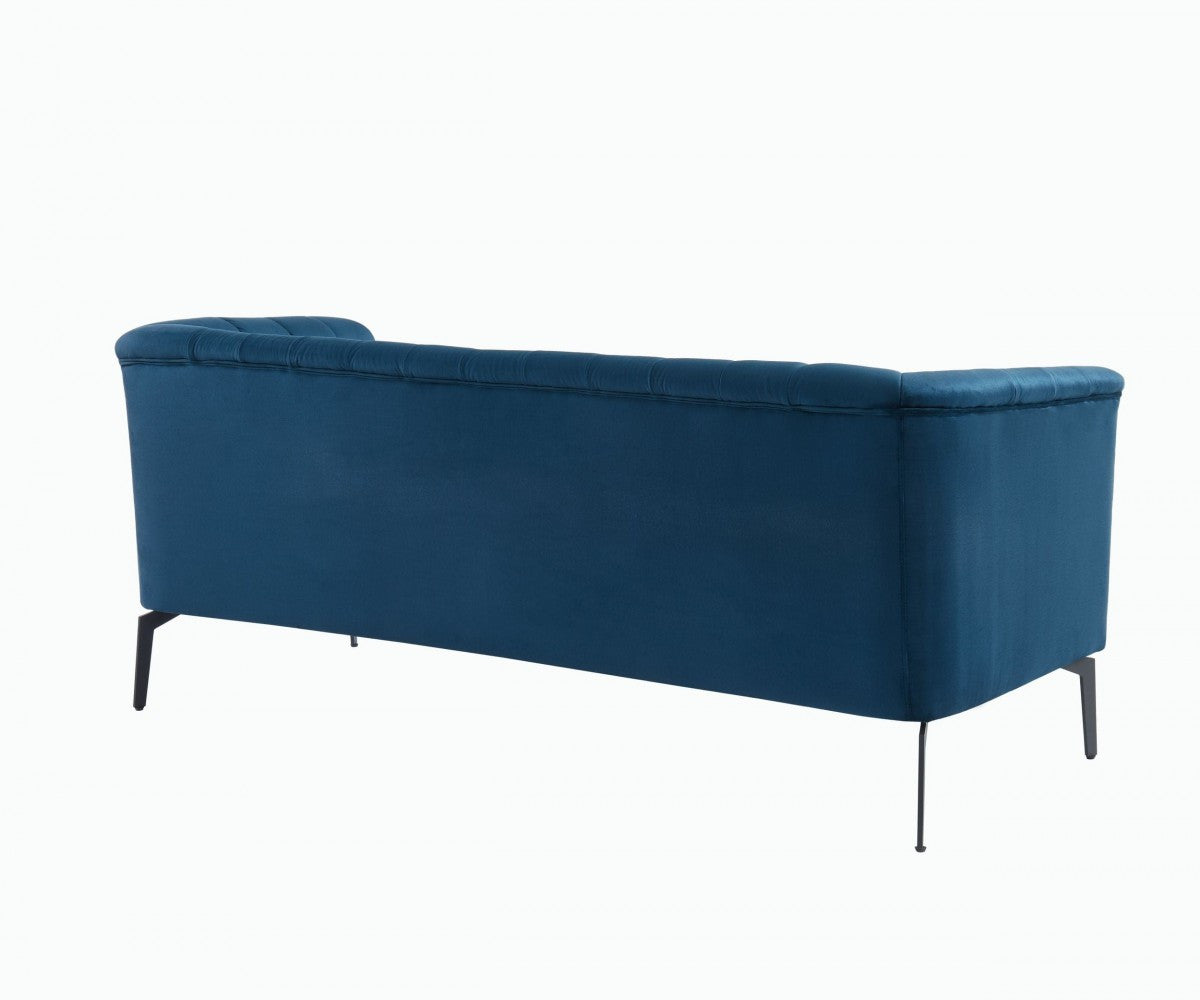 76" Blue Three Person Standard Metal Legs Sofa By Homeroots | Sofas | Modishstore - 4