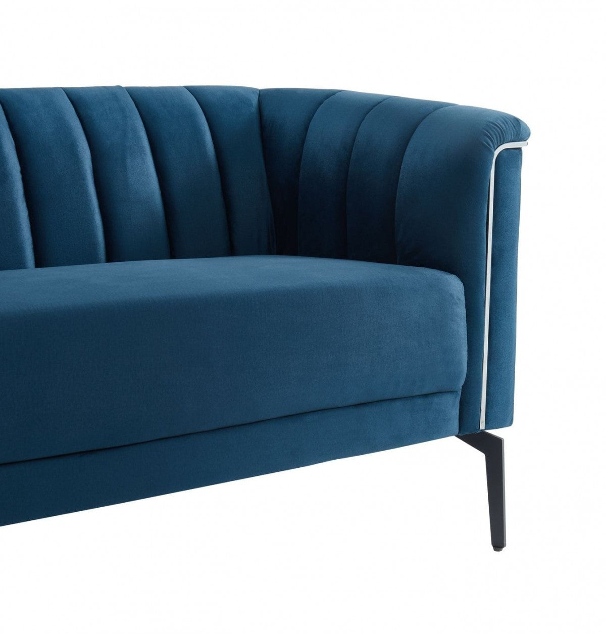 76" Blue Three Person Standard Metal Legs Sofa By Homeroots | Sofas | Modishstore - 5