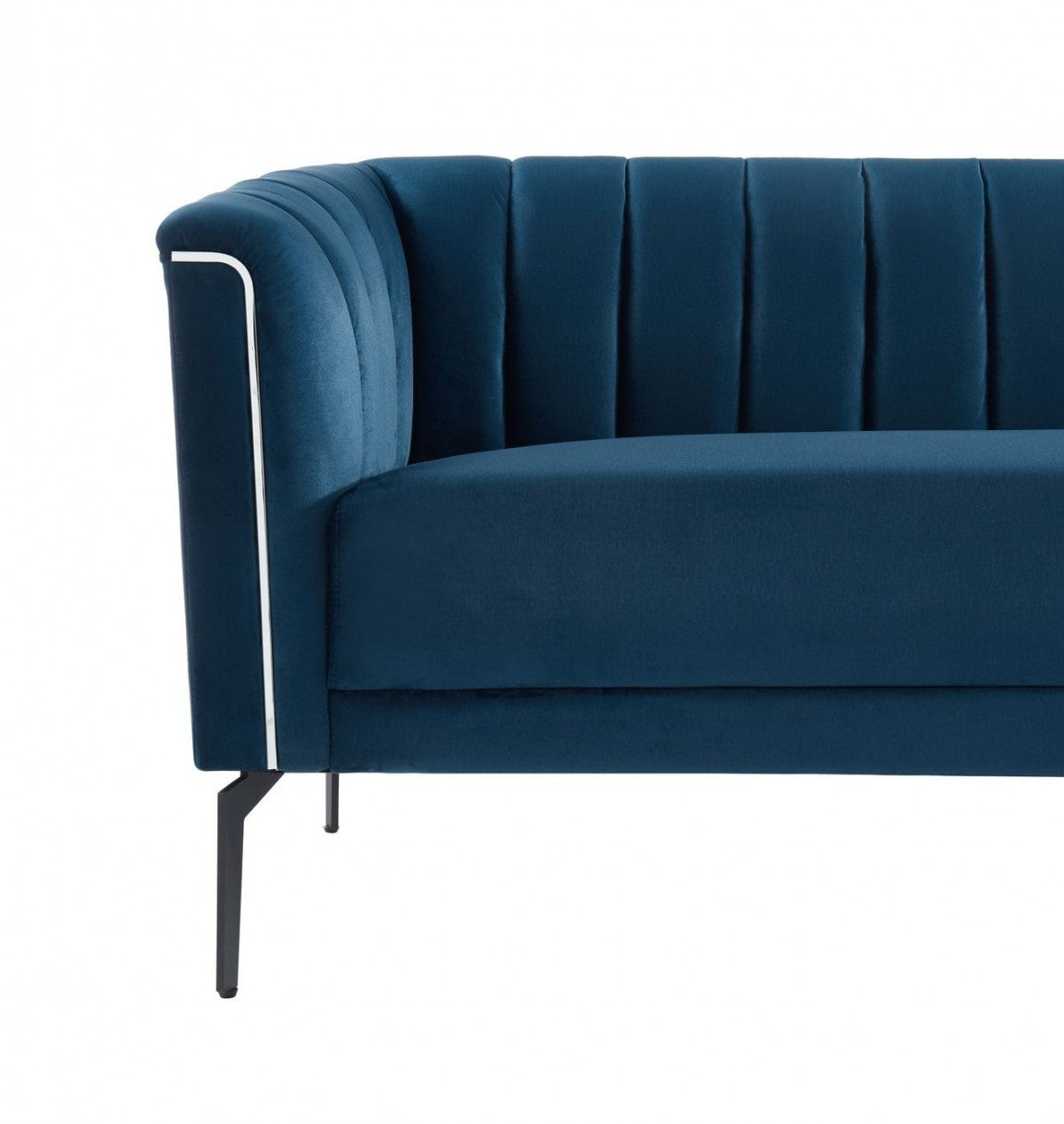 76" Blue Three Person Standard Metal Legs Sofa By Homeroots | Sofas | Modishstore - 6