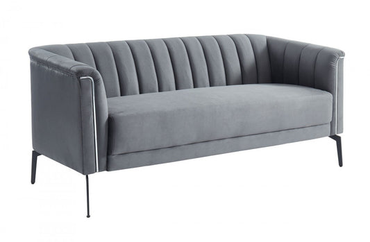 76" Dark Grey Three Person Standard Metal Legs Sofa By Homeroots | Sofas | Modishstore