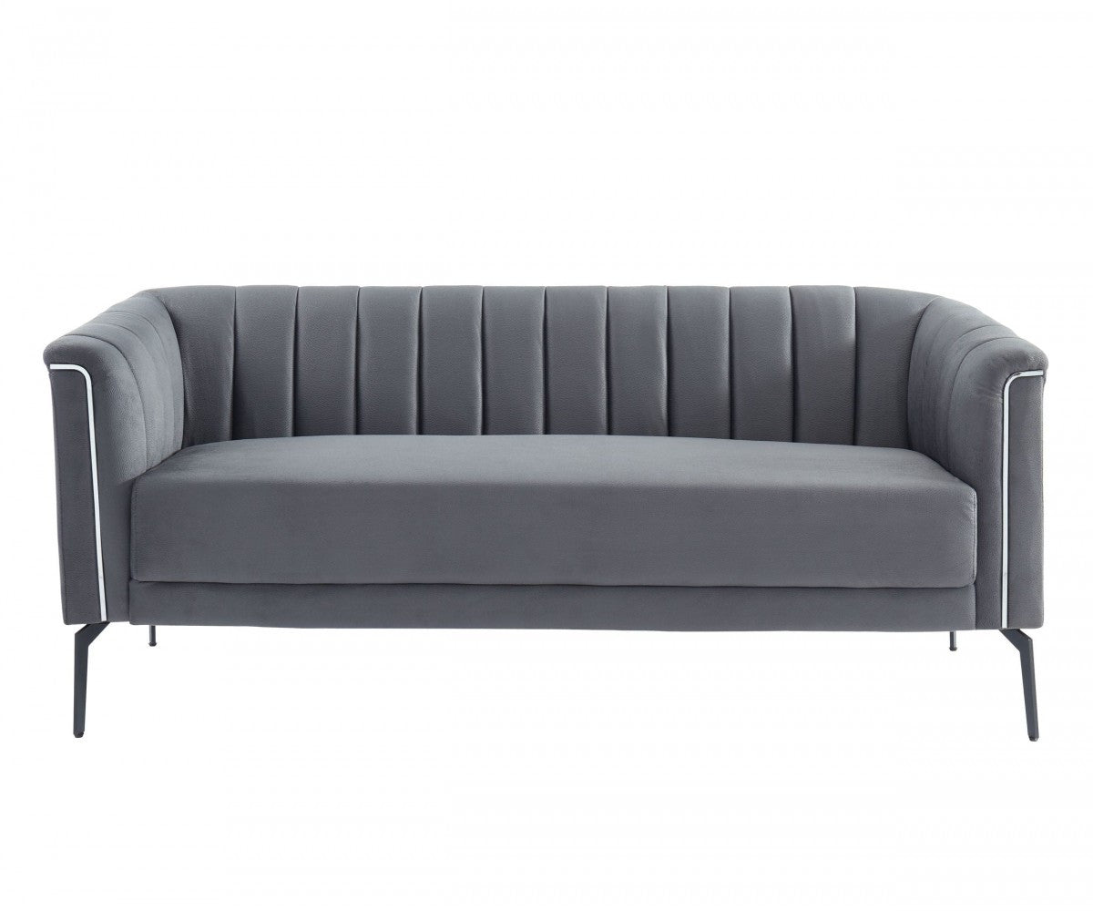 76" Dark Grey Three Person Standard Metal Legs Sofa By Homeroots | Sofas | Modishstore - 2