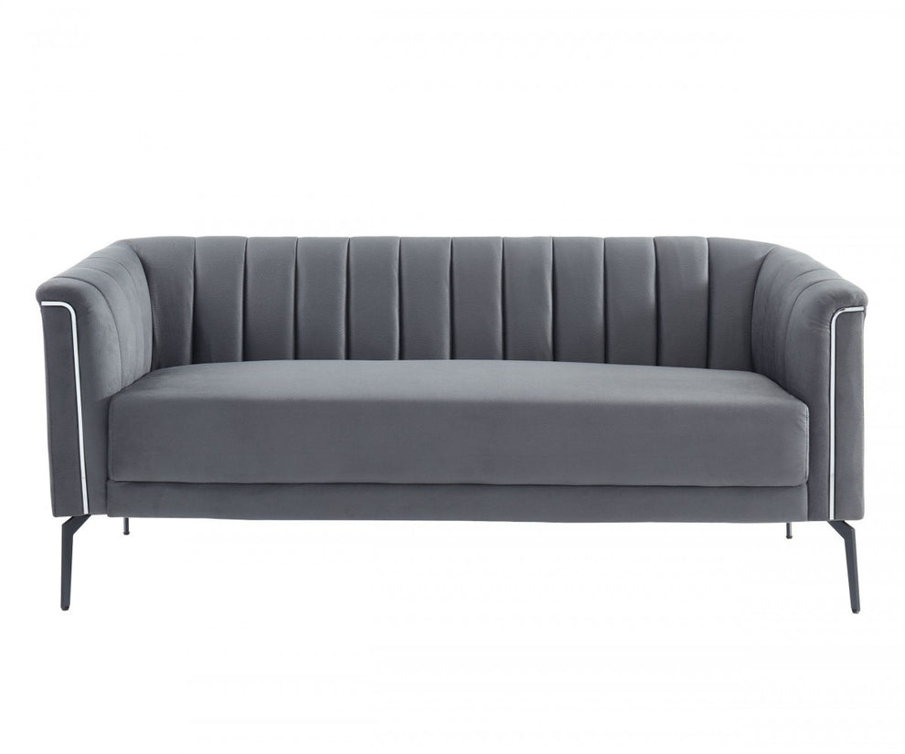 76" Dark Grey Three Person Standard Metal Legs Sofa By Homeroots | Sofas | Modishstore - 2