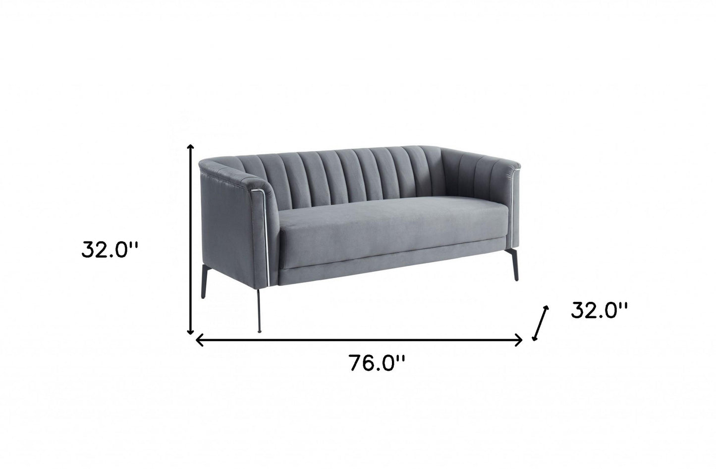 76" Dark Grey Three Person Standard Metal Legs Sofa By Homeroots | Sofas | Modishstore - 7