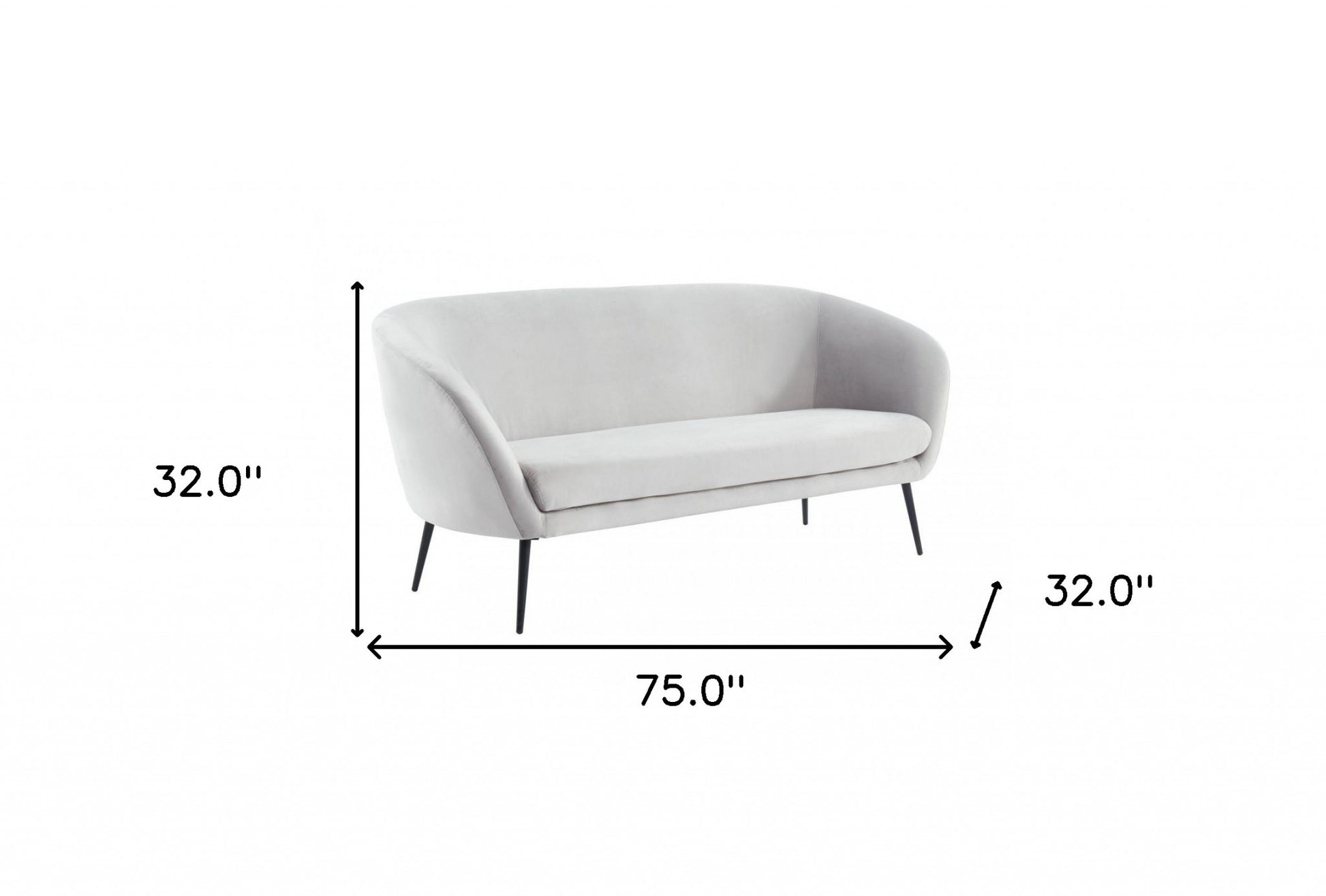75" Light Grey Three Person Standard Metal Legs Sofa By Homeroots | Sofas | Modishstore - 7