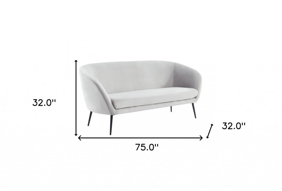 75" Light Grey Three Person Standard Metal Legs Sofa By Homeroots | Sofas | Modishstore - 7