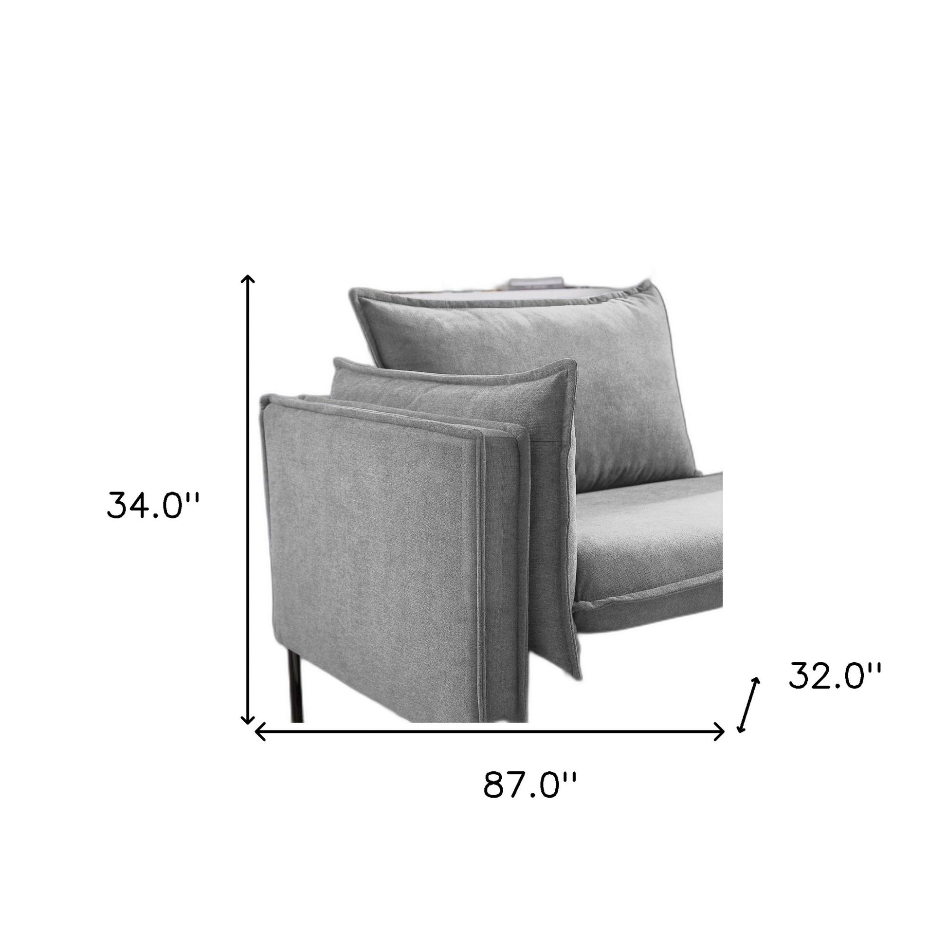 87" Grey Three Person Standard Metal Legs Sofa By Homeroots | Sofas | Modishstore - 7