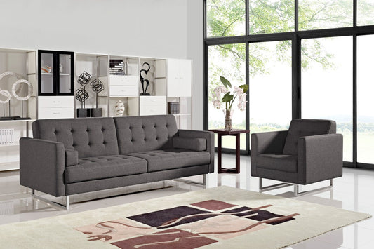 Contemporary Grey Sofa Bed With Steel Legs By Homeroots | Sofas | Modishstore