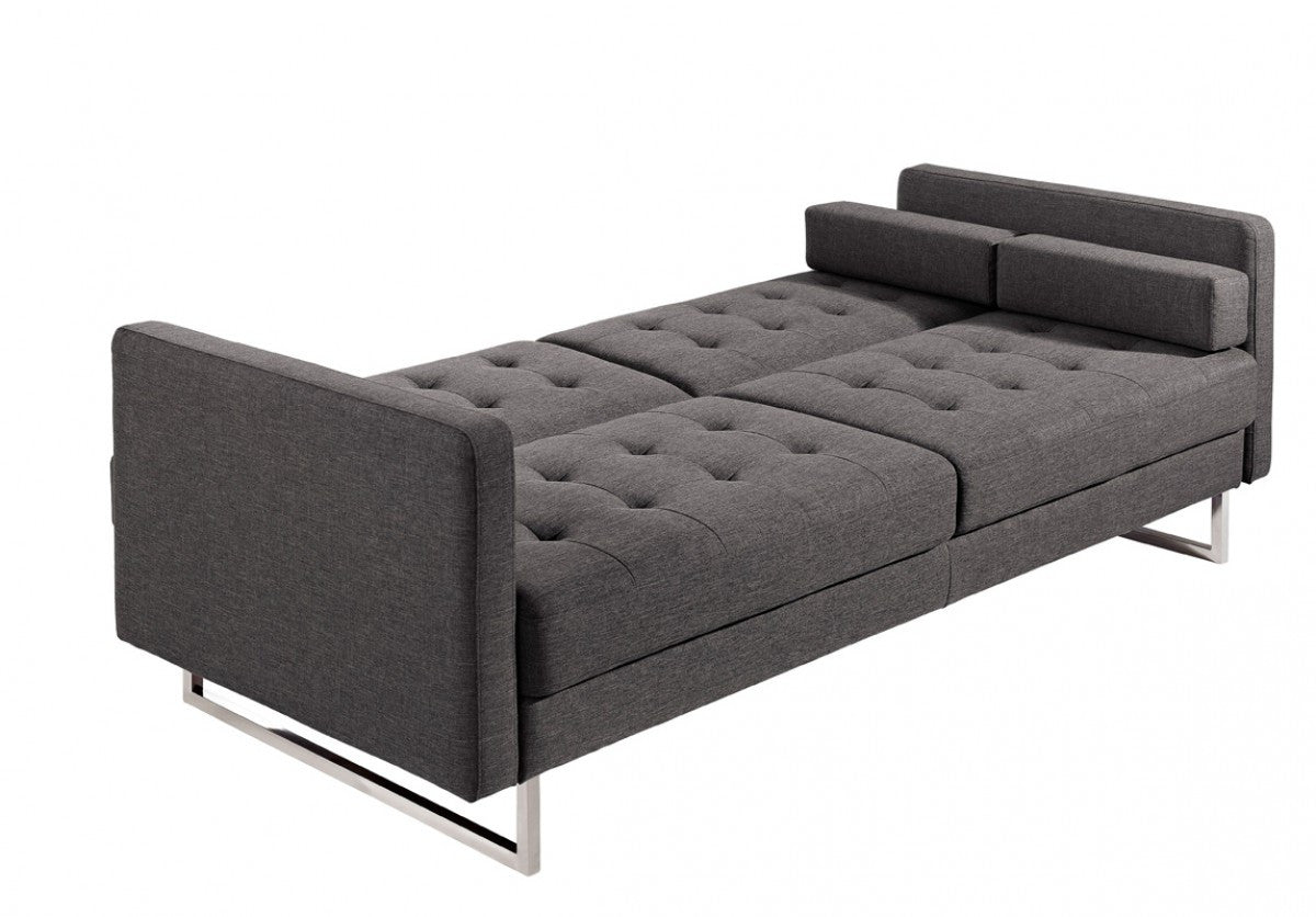 Contemporary Grey Sofa Bed With Steel Legs By Homeroots | Sofas | Modishstore - 2
