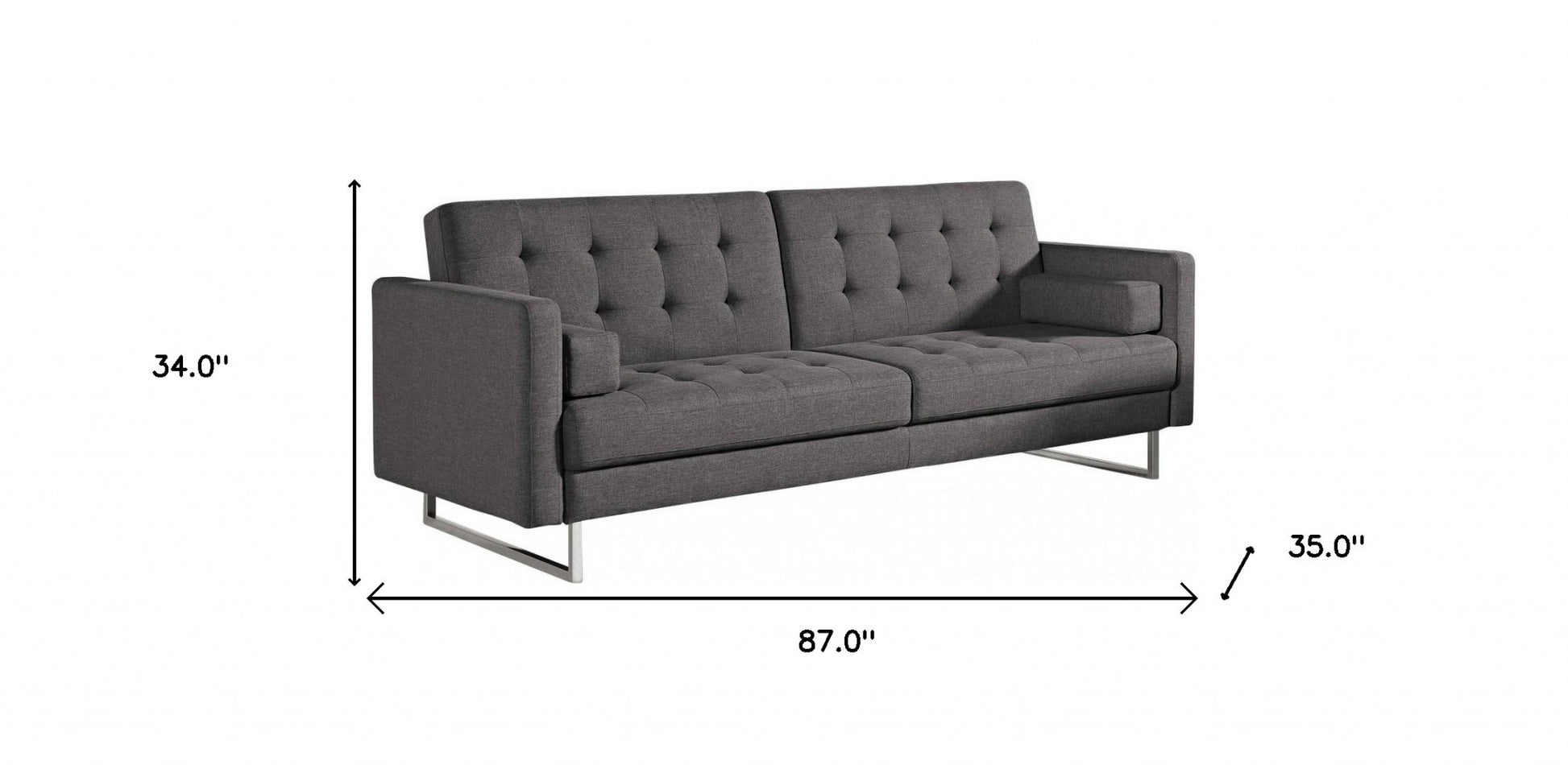 Contemporary Grey Sofa Bed With Steel Legs By Homeroots | Sofas | Modishstore - 5