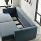 Long Arm 88" Blue Green Sofa Bed With Storage Space By Homeroots | Sofas | Modishstore - 4