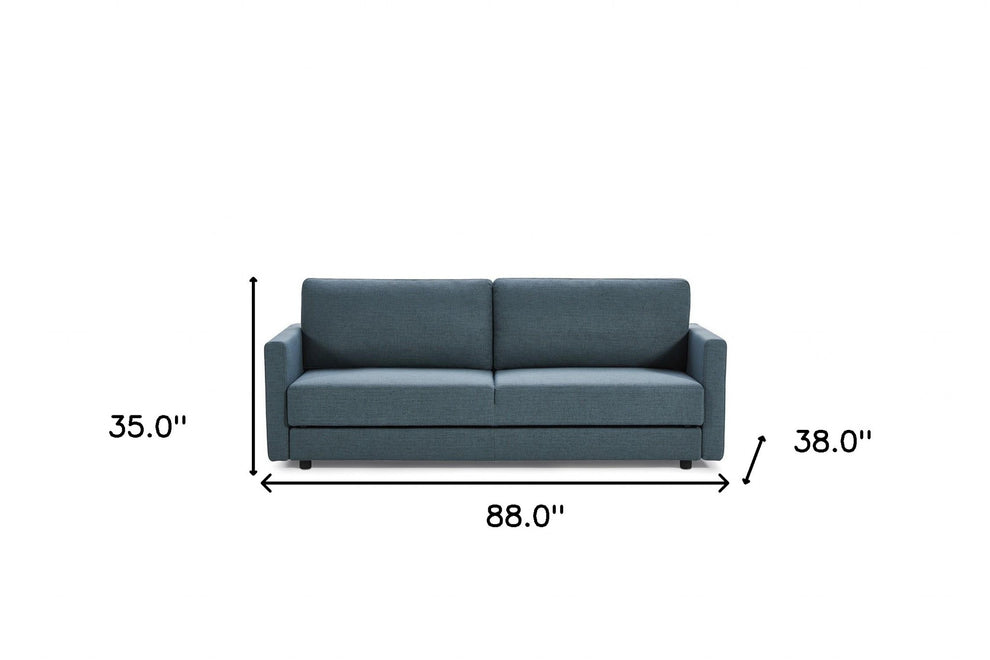 Long Arm 88" Blue Green Sofa Bed With Storage Space By Homeroots | Sofas | Modishstore - 5