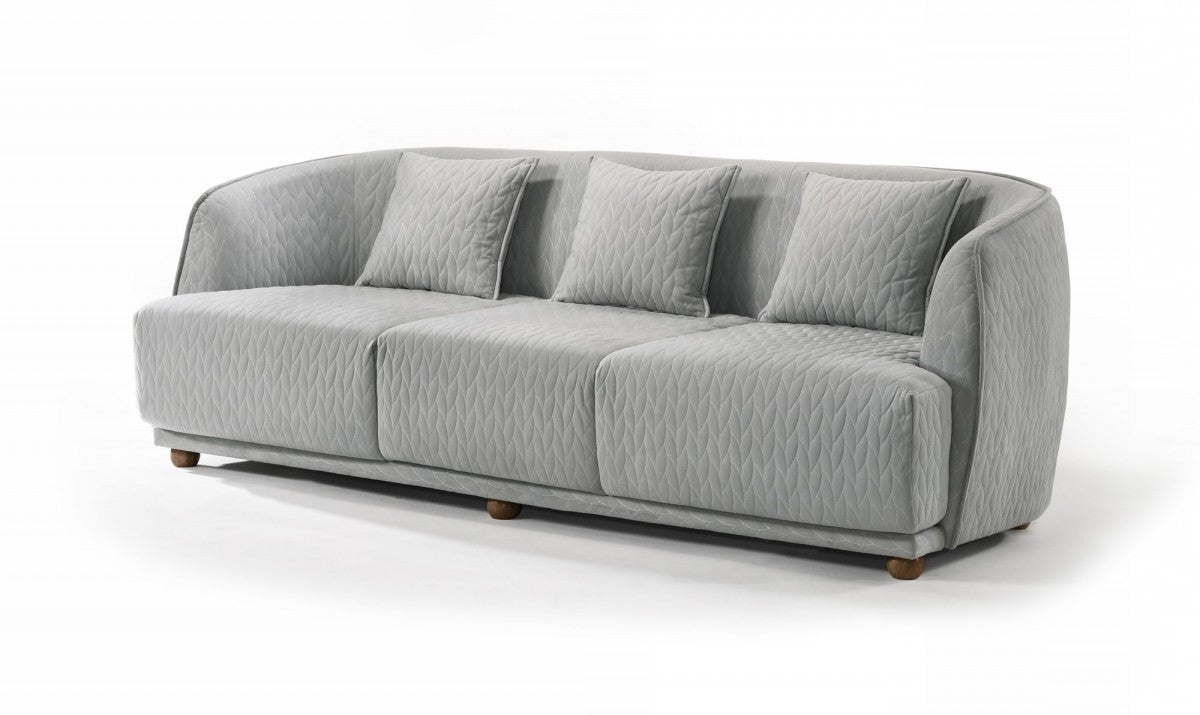 Modern 68" Light Gray Quilted Sofa By Homeroots | Sofas | Modishstore - 2