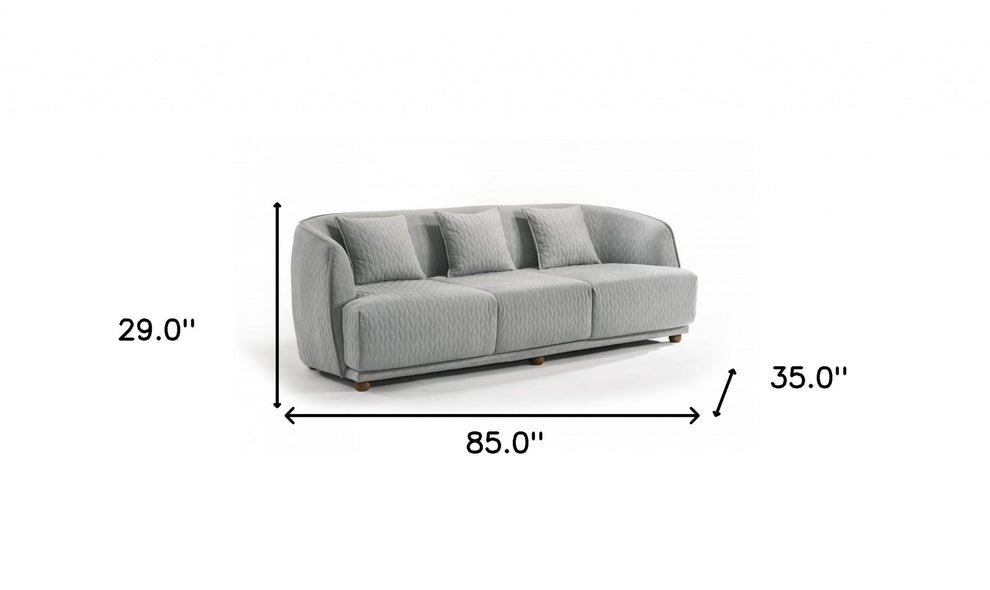 Modern 68" Light Gray Quilted Sofa By Homeroots | Sofas | Modishstore - 5