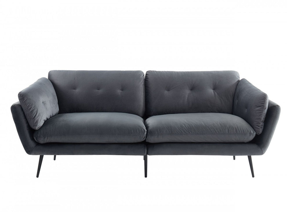 Modern 84" Dark Grey Sofa With Two Cushions By Homeroots | Sofas | Modishstore - 2