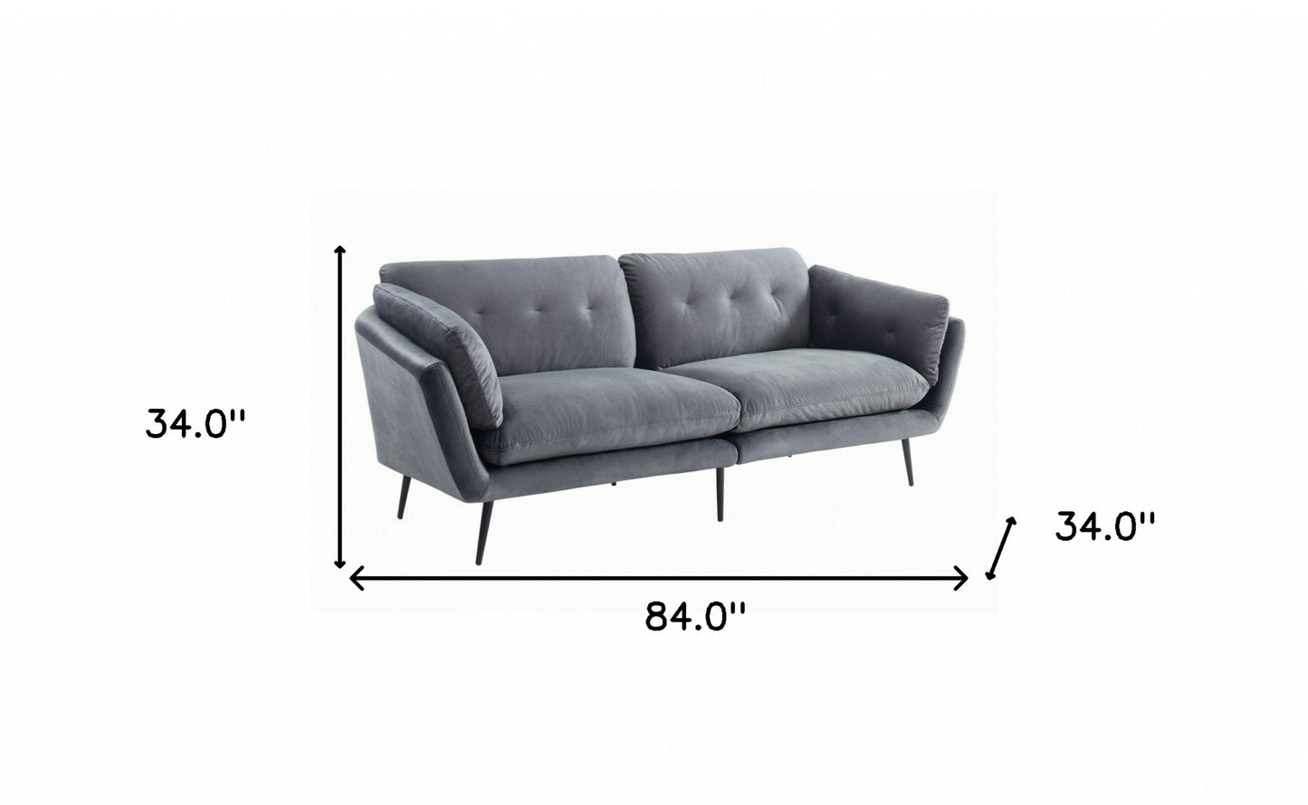 Modern 84" Dark Grey Sofa With Two Cushions By Homeroots | Sofas | Modishstore - 7